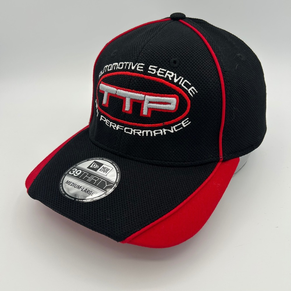 New Era Hat 39THIRTY Men M-L Black Red Mesh TTP Automotive Streetwear